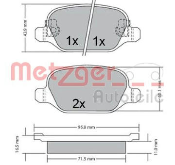 Sada brzdových destiček, kotoučová brzda METZGER 1170680