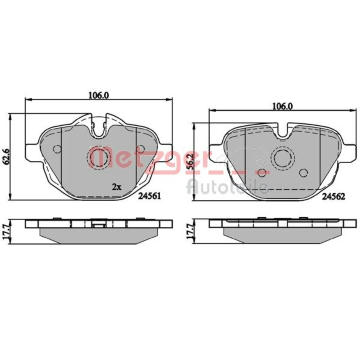 Sada brzdových destiček, kotoučová brzda METZGER AUTOTEILE 1170784