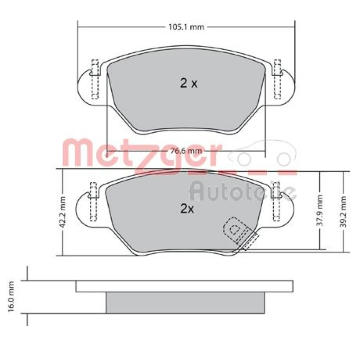 Sada brzdových destiček, kotoučová brzda METZGER 1170809