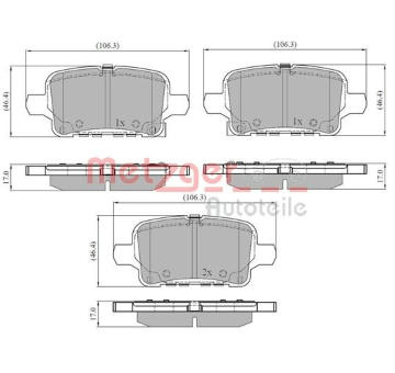 Sada brzdových destiček, kotoučová brzda METZGER AUTOTEILE 1170885