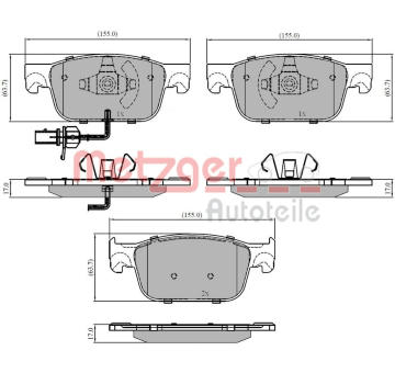 Sada brzdových destiček, kotoučová brzda METZGER AUTOTEILE 1170910