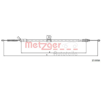 Tažné lanko, parkovací brzda METZGER 17.0316