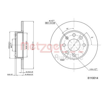 Brzdový kotouč METZGER 6110014