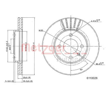 Brzdový kotouč METZGER 6110026