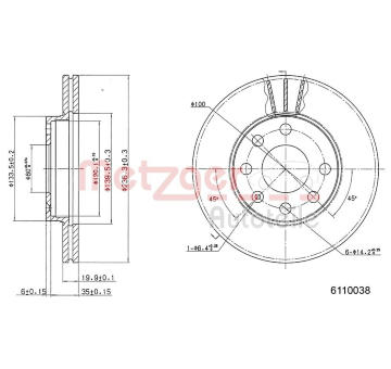 Brzdový kotouč METZGER AUTOTEILE 6110038