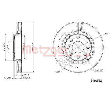 Brzdový kotouč METZGER 6110062