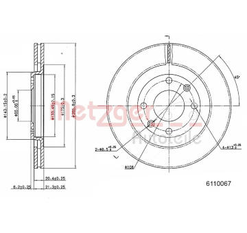 Brzdový kotouč METZGER 6110067