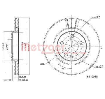 Brzdový kotouč METZGER AUTOTEILE 6110068