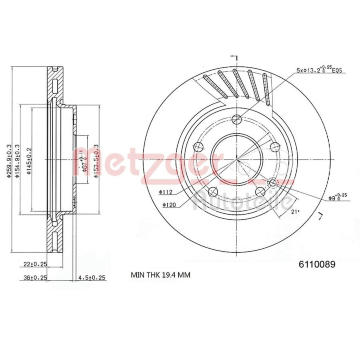 Brzdový kotouč METZGER 6110089