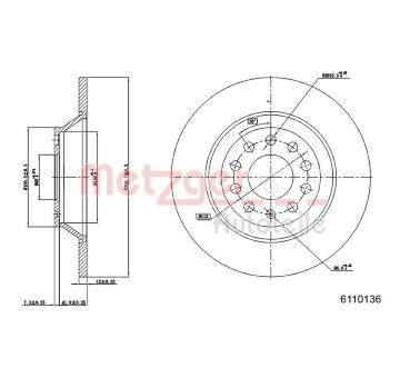 Brzdový kotouč METZGER 6110136