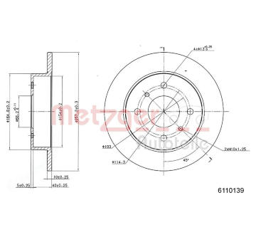 Brzdový kotouč METZGER 6110139