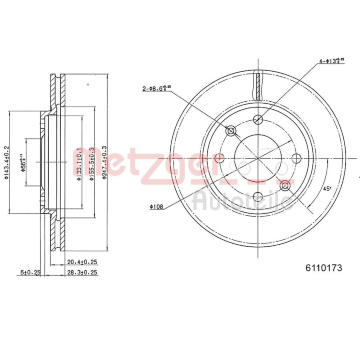 Brzdový kotouč METZGER 6110173