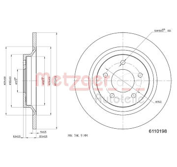 Brzdový kotouč METZGER AUTOTEILE 6110198