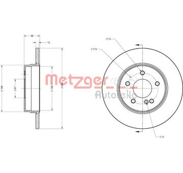 Brzdový kotouč METZGER AUTOTEILE 6110218