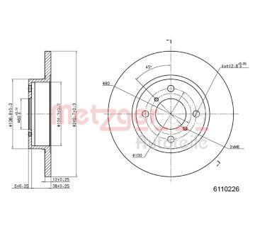 Brzdový kotouč METZGER 6110226