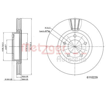 Brzdový kotouč METZGER 6110229