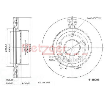 Brzdový kotouč METZGER 6110298