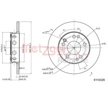Brzdový kotouč METZGER 6110326