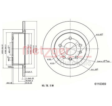 Brzdový kotouč METZGER AUTOTEILE 6110369