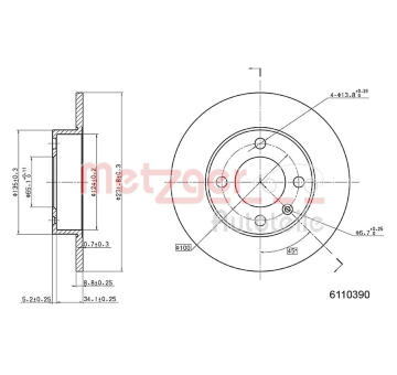 Brzdový kotouč METZGER 6110390