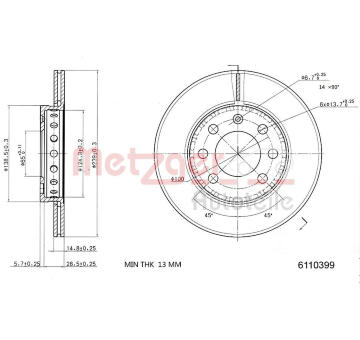 Brzdový kotouč METZGER 6110399
