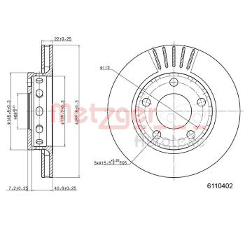 Brzdový kotouč METZGER 6110402