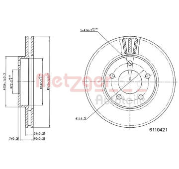 Brzdový kotouč METZGER 6110421