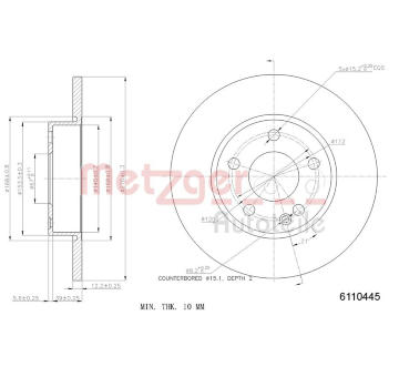 Brzdový kotouč METZGER AUTOTEILE 6110445