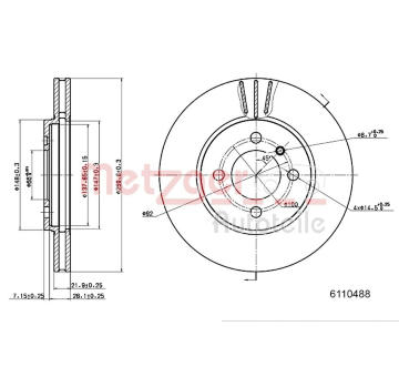 Brzdový kotouč METZGER 6110488