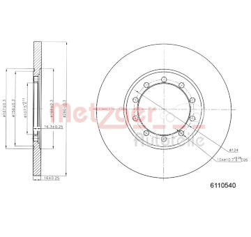 Brzdový kotouč METZGER AUTOTEILE 6110540