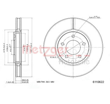 Brzdový kotouč METZGER 6110622