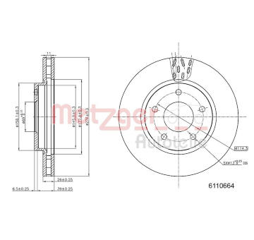 Brzdový kotouč METZGER AUTOTEILE 6110664