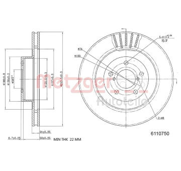 Brzdový kotouč METZGER 6110750