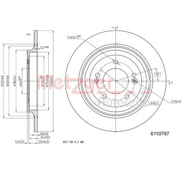 Brzdový kotouč METZGER AUTOTEILE 6110797
