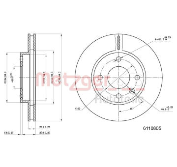 Brzdový kotouč METZGER 6110805