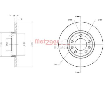 Brzdový kotouč METZGER AUTOTEILE 6110815