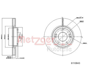 Brzdový kotouč METZGER AUTOTEILE 6110843