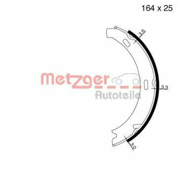 Sada brzdových čelistí, parkovací brzda METZGER MG 813