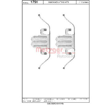 Sada příslušenství, obložení kotoučové brzdy METZGER 109-1751