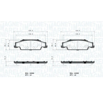Sada brzdových destiček, kotoučová brzda MAGNETI MARELLI 363700409031