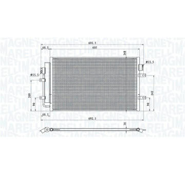 Kondenzátor, klimatizace MAGNETI MARELLI 350203100900