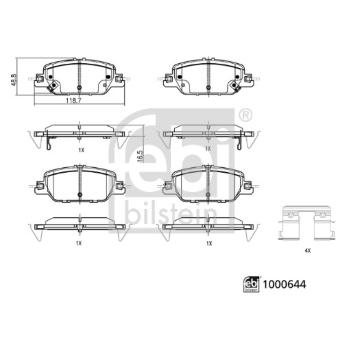 Sada brzdových destiček, kotoučová brzda FEBI BILSTEIN 1000644