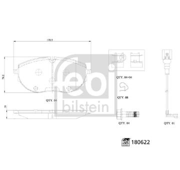 Sada brzdových destiček, kotoučová brzda FEBI BILSTEIN 180622