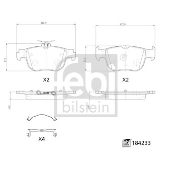 Sada brzdových destiček, kotoučová brzda FEBI BILSTEIN 184233