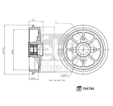 Brzdový buben FEBI BILSTEIN 194784