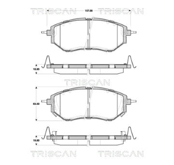 Sada brzdových destiček, kotoučová brzda TRISCAN 8110 68182