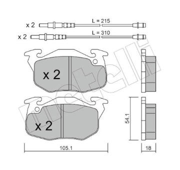 Sada brzdových destiček, kotoučová brzda METELLI 22-0037-4