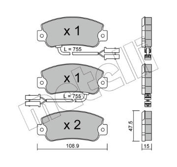 Sada brzdových destiček, kotoučová brzda METELLI 22-0104-1