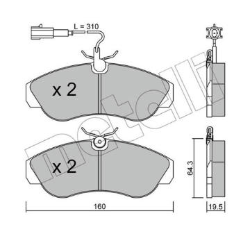 Sada brzdových destiček, kotoučová brzda METELLI 22-0155-1