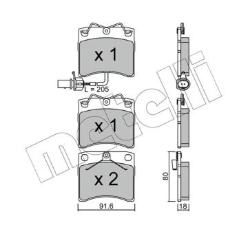 Sada brzdových destiček, kotoučová brzda METELLI 22-0163-2